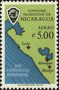 Stamp, Regional map, Nicaragua,  , Maps, Trade