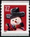Snowman with Red and Green Plaid Scarf
