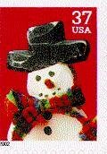 Snowman with Red & Green Plaid Scarf