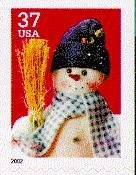 Snowman with Blue Plaid Scarf