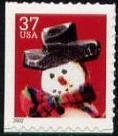 Snowman with Red & Green Plaid Scarf