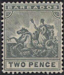 Stamp, Badge of Colony, Barbados,  , Animals (Fauna), Horses, Mammals, Mythology, Seals (Emblems)