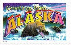 Stamp, Greetings from Alaska, United States of America,  