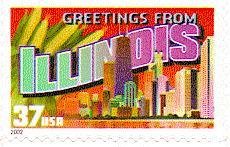 Stamp, Greetings from Illinois, United States of America,  