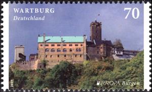 Stamp, Wartburg, Germany, Federal Republic,  , Architecture, Buildings, C.E.P.T. / Europe, Castles, Fortresses / Strongholds, Palaces