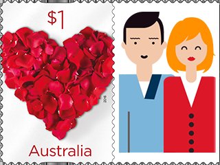 Se-tenant, Rose Heart, Australia,  , Flowers, Greetings, Hearts, Love, Plants (Flora), Roses, Special Occasions
