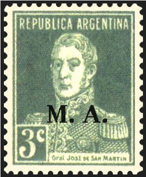 Stamp, José Francisco de San Martín (1778-1850), ovpt. "M.A.", Argentina,  , Famous People, Freedom Fighters, Generals, Heroes, Men, Revolutions