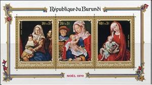Souvenir Sheet, Christmas 1970, Burundi,  , Christmas, Painters, Paintings