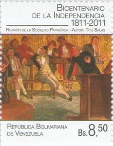 Stamp, Independence Bicentennial, Venezuela,  , Paintings