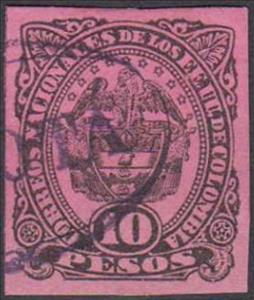Stamp, Coat of Arms, Colombia,  , Animals (Fauna), Birds, Birds of Prey, Coats of Arms, Heraldic Animals