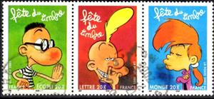 Se-tenant, Stamp Day, France,  , Cartoons, Comics, Stamp Day