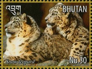 Stamp, Snow Leopard (Panthera uncia), Bhutan,  , Animals (Fauna), Cats of Prey, Leopards, Mammals
