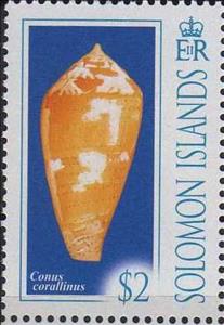 Stamp, Conus corallinus, Solomon Islands,  , Animals (Fauna), Molluscs, Sea Life, Shells