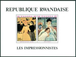 Souvenir Sheet, Impressionist I, Rwanda,  , Paintings