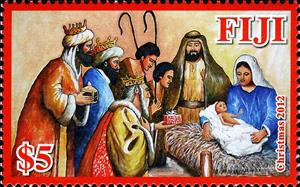 Stamp, Adoration of the Magi, Fiji,  , Christmas