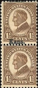 Se-tenant, Warren G. Harding, overprinted Kans., United States of America,  , Famous People, Heads of State, Men, Politicians, Государственный деятель
