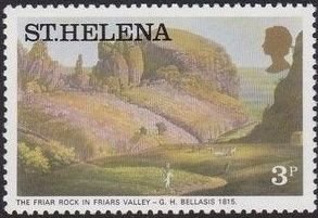 Stamp, Friar Rock, by G. H. Bellasis, 1815, Saint Helena,  , Landscapes, Paintings
