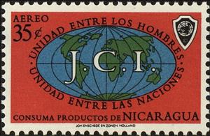Stamp, Globe with J.C.I., Nicaragua,  , Trade