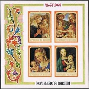 Souvenir Sheet, Paintings, Burundi,  , Christmas, Painters, Paintings