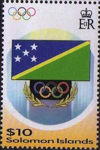 Stamp, flag of Solomons, Solomon Islands,  , Flags, Olympic Games