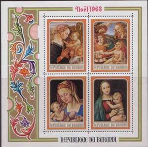 Souvenir Sheet, Paintings, Burundi,  , Christmas, Painters, Paintings
