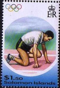 Stamp, Starting Blocks, Solomon Islands,  , Athletes, Athletics, Olympic Games