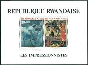 Souvenir Sheet, Impressionist III, Rwanda,  , Paintings