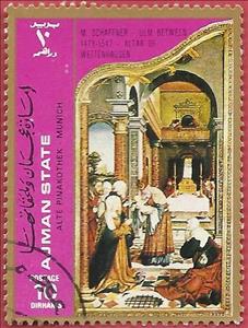 Stamp, Altar of Wettenhausen; M. Schaffner - Ulm Between, Ajman,  , Paintings