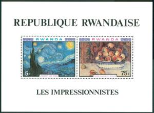 Souvenir Sheet, Impressionist II, Rwanda,  , Paintings