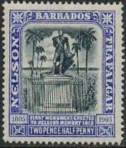 Stamp, Nelsons Monument, Barbados,  , Monuments, Palm-trees