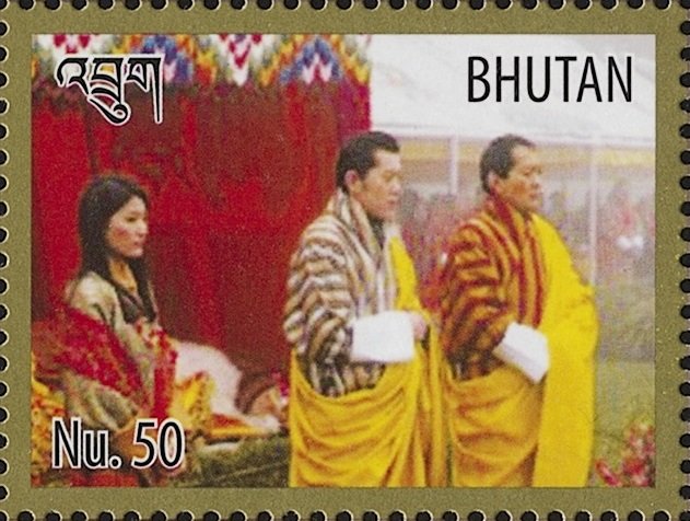 King Jigme Khesar Namgyel Wangchuck with his father and wife