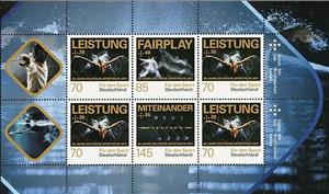 Booklet Pane, 50 years German Sports Aid, Germany, Federal Republic,  , Anniversaries and Jubilees, Fencing, Rowing, Sports, Swimming