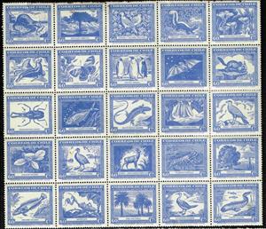 Se-tenant, Natural History of Chile in Color Blue, Chile,  