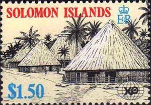 Stamp, Village, Solomon Islands,  , Houses