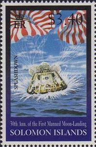 Stamp, Command Module Splashdown, Solomon Islands,  , Moon Landing, Space Traveling, Spacecrafts