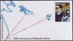 Souvenir Sheet, minisheet Methodist mission, Solomon Islands,  , Christian, Maps, Men
