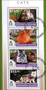 Mini Sheet, Cats, Solomon Islands,  , Animals (Fauna), Cats, Mammals