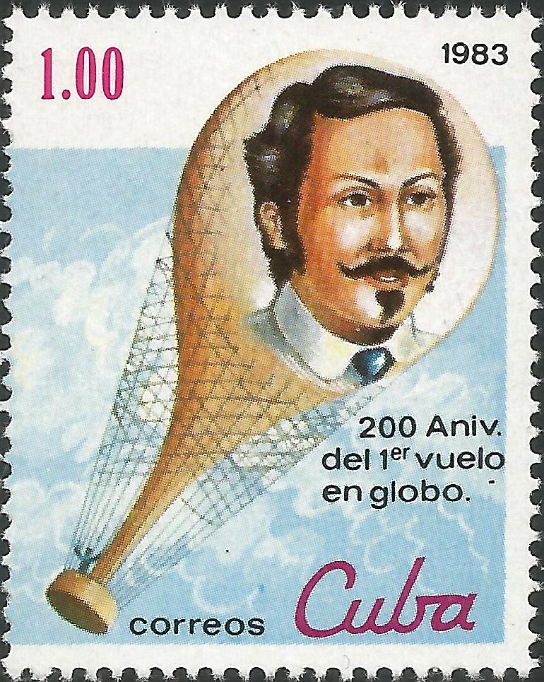 1st Cuban balloonist J.D.Blino & his balloon, 1831