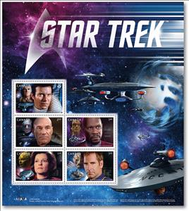 Souvenir Sheet, Star Trek Year 2 mini sheet 5 stamps, Canada,  , film, Television