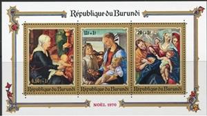 Souvenir Sheet, Christmas 1970, Burundi,  , Christmas, Painters, Paintings
