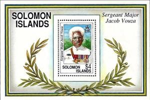 Souvenir Sheet, Sgt-major Vouza in ceremonial uniform, Solomon Islands,  , Famous People, Second World War