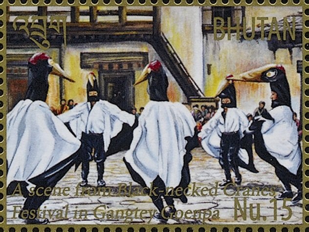Dancers in costume, Black-necked Crane Festival