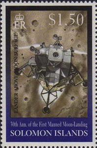 Stamp, Lunar Module, Solomon Islands,  , Moon Landing, Space Traveling, Spacecrafts