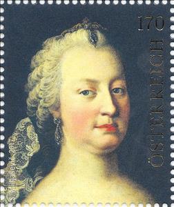 Stamp, 300th birthday of Empress Maria Theresia, Austria,  , Anniversaries and Jubilees, Empress, Famous People, Heads of State, Joint Issues, Women