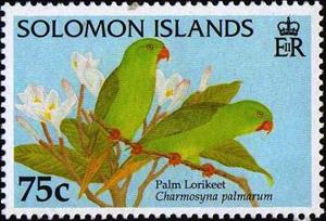 Stamp, Palm Lorikeet, Solomon Islands,  , Animals (Fauna), Birds, Parrots