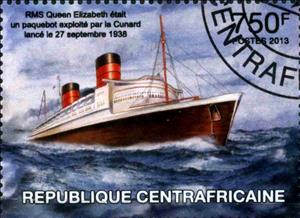 Stamp, RMS Queen Elizabeth, Central African Republic,  , Ships