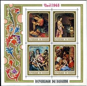 Souvenir Sheet, Paintings, Burundi,  , Christmas, Painters, Paintings