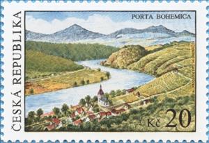 Stamp, The Porta Bohemica, Czech Republic,  , Landscapes, Mountains, Rivers