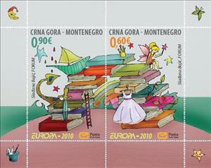 Souvenir Sheet, Europa (C.E.P.T.) 2010 - Children's Books, Montenegro,  , Books, C.E.P.T. / Europe, Children, Drawings
