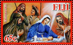 Stamp, Adoration of the Shepherds, Fiji,  , Christmas